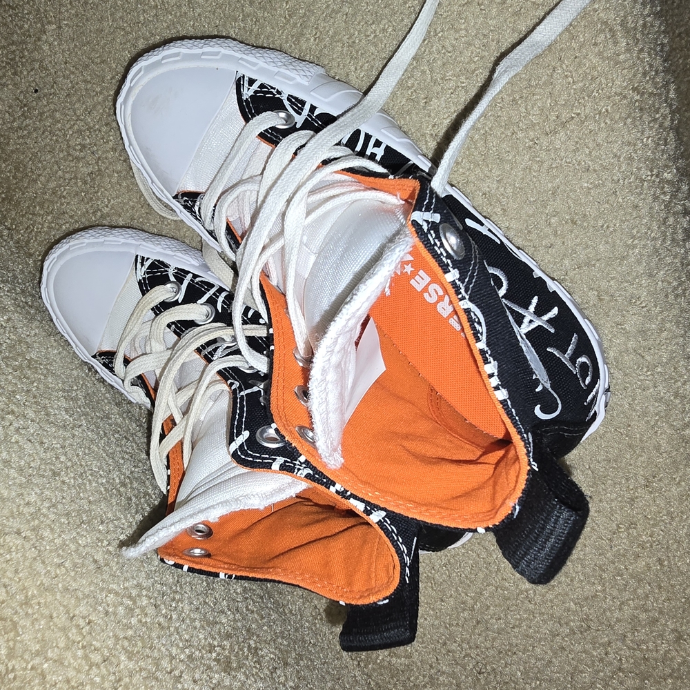 Converse Black and Orange Sneakers with Mesh Fabric